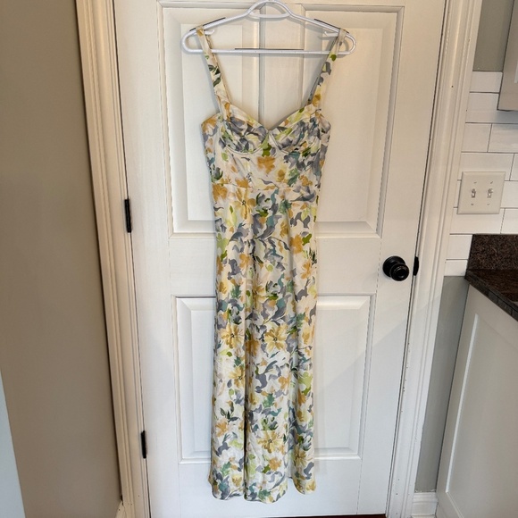 New! ASTR the Label Floral Corset Satin Dress Yellow Cream Floral 45285 - Picture 6 of 16